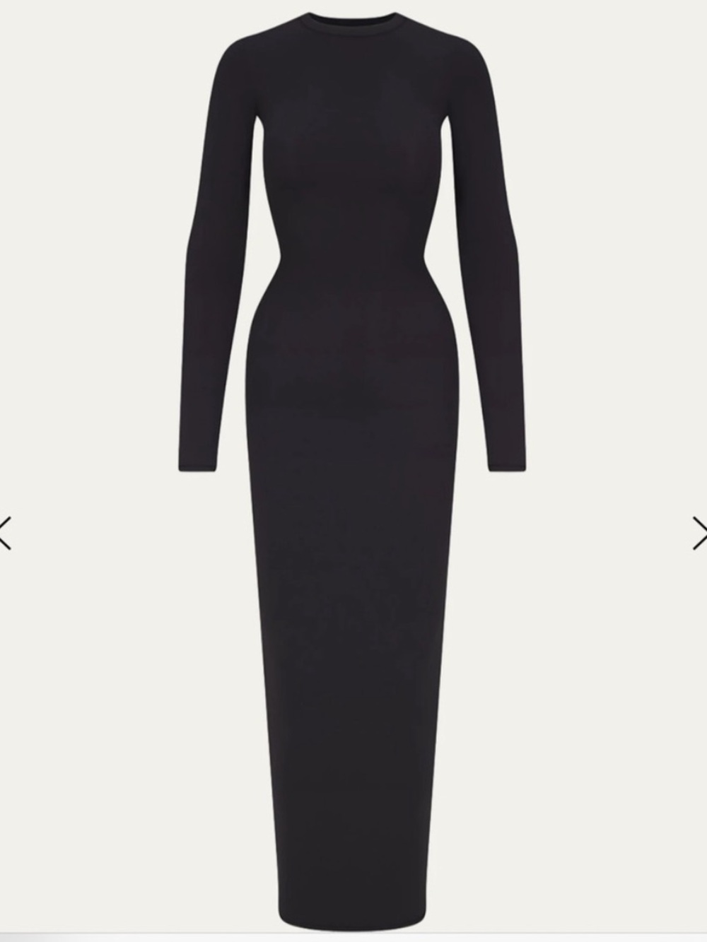 Skims black ribbed long sleeve maxi dress bodycon size small